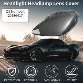 TUCKBOLD Headlight Lens Cover for Chevy Corvette C6 2005-2013 Front Left Headlight Headlamp Lense Clear Lens Cover Smoked Color 1pc