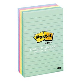 Post-it Notes, 4 in x 6 in, 5 Pads, America's #1 Favorite Sticky Notes, Marseille Collection, Pastel Colors (Pink, Mint, Yellow), Recyclable (660-5PK-AST) - Pack of 8