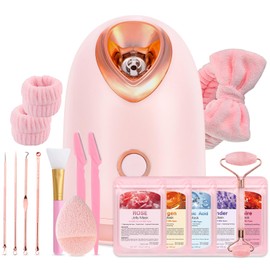 Pjordo Facial Steamer Spa Kit with 17 Skin Care Tools, Nano Ionic Face Steamer for Deep Cleaning Unclogs Pores, Warm Mist Humidifier Steamer for Face Home Sauna SPA, Valentines Day Gifts for Women