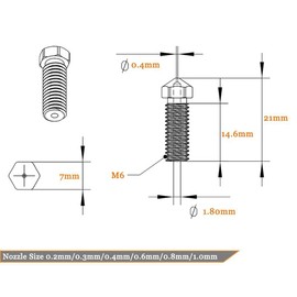 SIMAX3D(30PCS*Volcano) Brass 3D Printer Nozzles Set,Size 0.2MM-0.3MM-0.4MM-0.6MM-0.8MM-1.0MM Extruder Nozzles+Stainless Steel Cleaning Needles for Artillery/Sidewinder