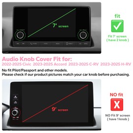 Polodunn Accessories for Honda Civic 2022-2025 & CRV/HRV/Accord/Acura Ingetra 2023-2025 with 7" inch Screen - 2pcs Audio Volume Aluminum Alloy Knob Cover Trims (Pink, for 7-inch Screen)