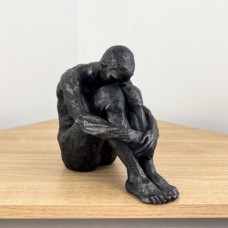 Alfie Francis 20cm Tall Abstract Sitting Man Statue Resin Ornament