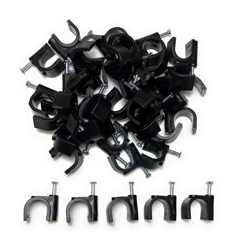 180 Pcs 14mm Type K Round Cable Clips Black