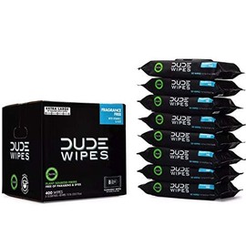 DUDE Wipes Flushable Wet Wipes Dispenser (8 Packs, 50ct Wipe Per Pack), Fragrance Free & Unscented Extra Large Wet Wipes with Vitamin-E & Aloe, for at-Home Use, Septic and Sewer Safe