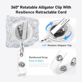 Highland Cow Badge Reel Holder Sunflower Butterfly Retractable with Swivel Alligator Clip for Nurse Name Tag Card Nursing for Doctor Teacher Student Employee Office Medical Work