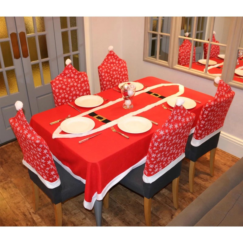 Christmas Dining Chair Covers Set - Stretchable Felt Chair Covers