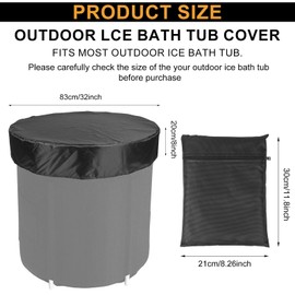 Ice Bath Tub Cover, 32in Oxford Fabric Outdoor Ice Bath Tub Lid with Drawstring Water-Proof Ice Plunge Tub Cover Sun-Protection Cold Plunge Tub Cover Keeping Ice Bath Tub Clean(Black)