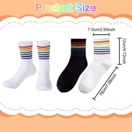 STIFFENERS 2 Pairs Rainbow Ankle High Socks, Pride Accessories, Pride Socks, Pride Outfits, Men Women Rainbow Striped Socks, Pride Month Gay Socks for LGTBQ Party Accessories