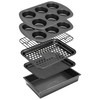 NutriChef 6-Piece Toaster Oven Bakeware Set, Compact Non-Stick Stackable Baking