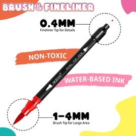Nicecho 24 Colors Dual Tip Art Markers Pens for Adult Coloring Books, Brush and Fineliner Tip Art Suppliers for Journaling Note Taking Lettering
