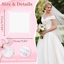Gsyziux 3/6 PCS Cotton Handkerchiefs for Women Girls, Lace Ladies handkerchief White Hankies for Wedding Bride Daily (Style 2-3pcs)