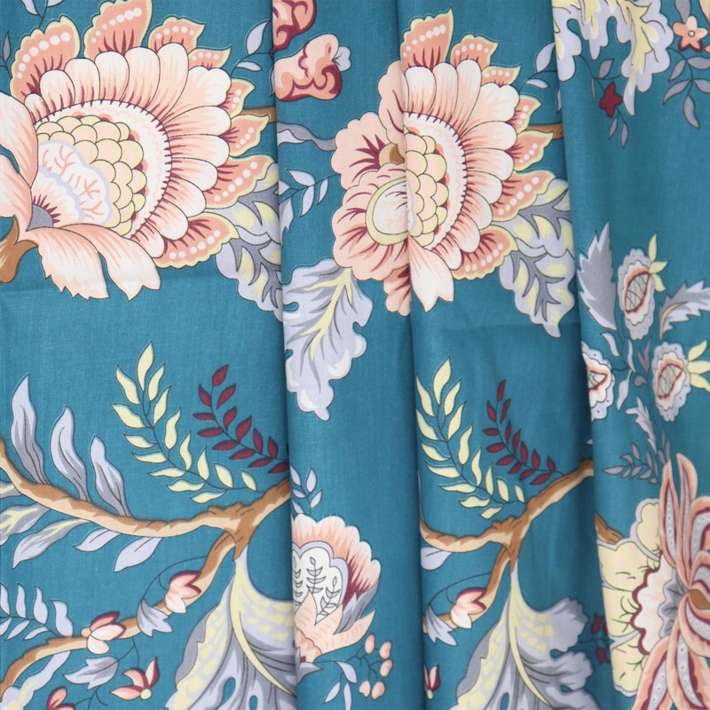 Teal Flat Sheets Only Queen Size Printed 100% Cotton Hotel