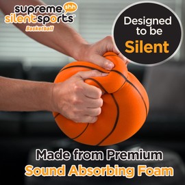 Supreme Silent Sports Basketball | Quiet Indoor Safe Premium Foam Ball for Training, Dribbling & Playing, Gift for 3+, Boys & Girls, Never Shrunken or Inflated | Orange (1 Pack) (Orange, Size 6)