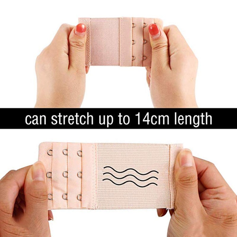 Baring Women's 6 Pack Bra Extensions, Elastic Extenders 3 Rows