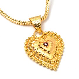 JewarHaat Indian Gold Plated Pendant Locket With Gold Plated Chain Daily Use Fashion Jewelry for Men and Women (Heart)