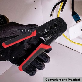 Richer-R Wire Crimper, Cable de red Herramienta de crimpado de crimpado de pelado RJ45 RJ12 RJ11 8P / 6P / 4P