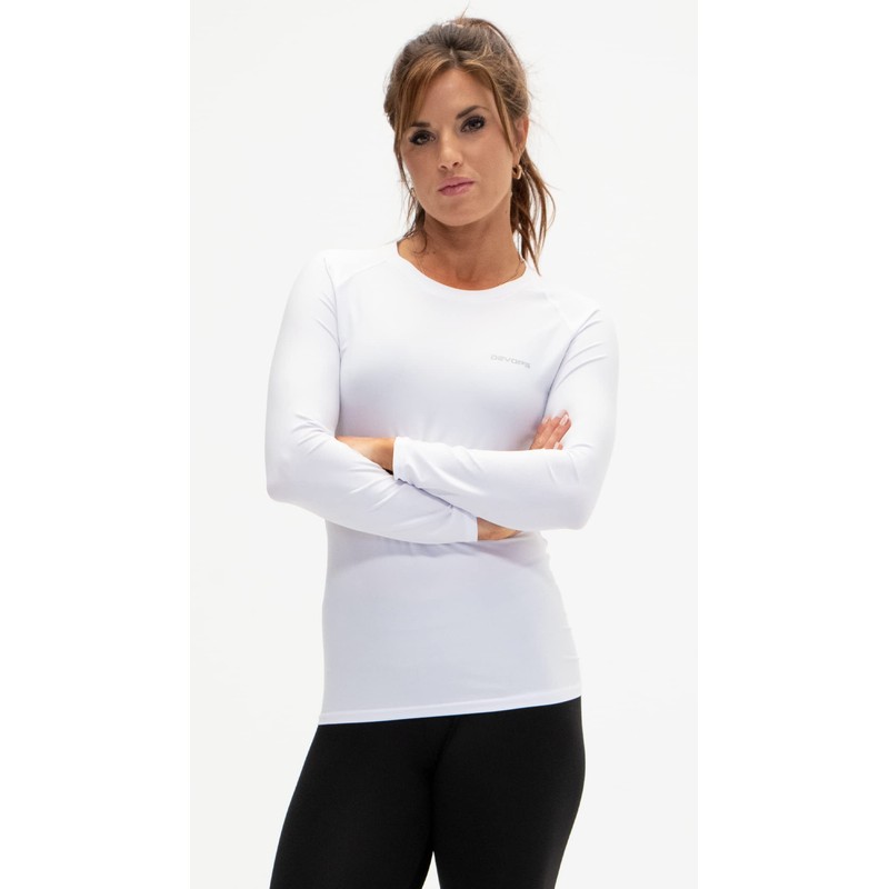 DEVOPS Women's Compression Long Sleeve Athletic Shirts (Small, Black/Pink/White)