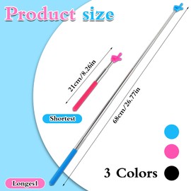 DIVINA VITAE 3 Pcs Telescopic Teachers Pointer Mini Retractable Teacher Pointer Stick Extendable Hand Pointer Finger Pointer Stick for Teacher Classroom Teacher Aids (Black Pink Blue)