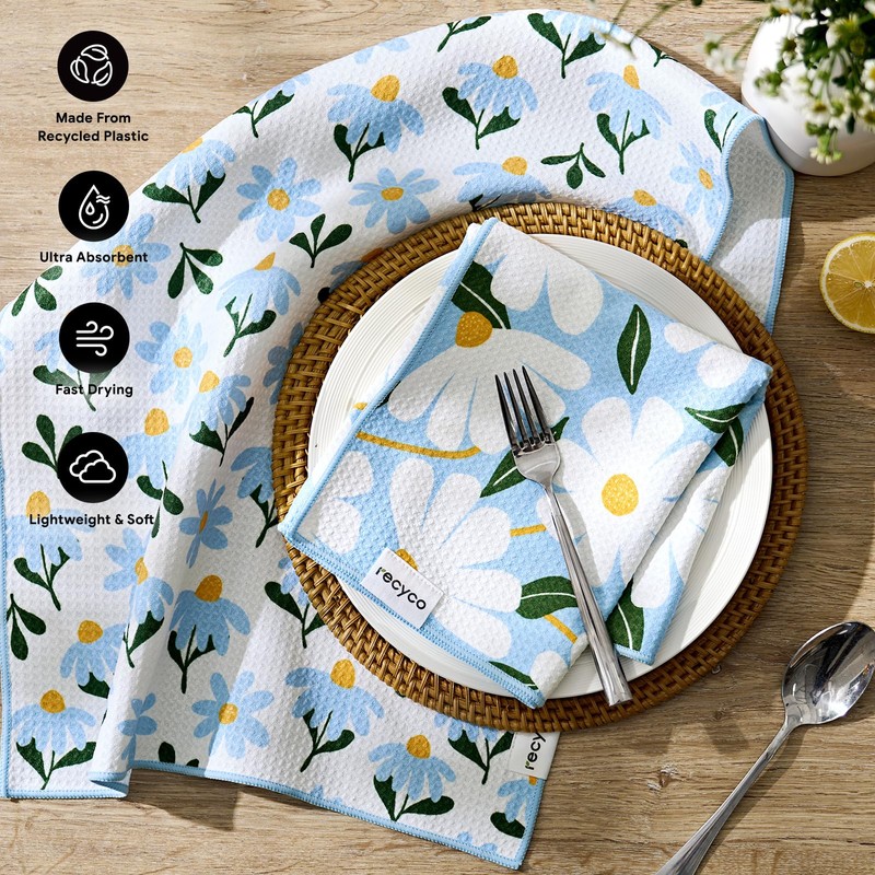 RECYCO Waffle Kitchen Towel Set of 2 - Quick Dry