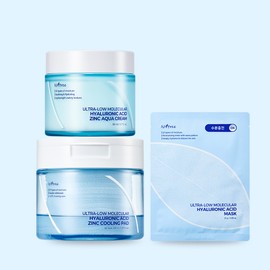 Isntree Ultra-Low Molecular Hyaluronic Acid Zinc Moisture Cream 80ml + Toner Pad 60ea Set (Gift: Ultra-Low Molecular Hyaluronic Acid Mask Pack 1ea)