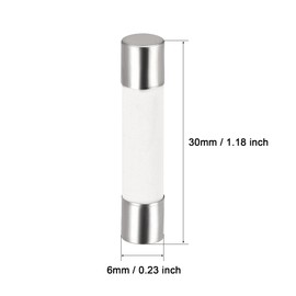 sourcing map Ceramic Cartridge Fuses 6.3A 250V 6x30mm Ceramic Fuses Fast Blow Replacement for Amplifier Energy Saving Lamp Ballast 5pcs