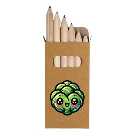 6 x 'Cute Kawaii Brussels Sprout' Short 85mm Pencils/Coloured Pencil Set (PE00067330)