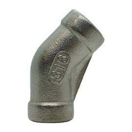 AF Hydro Stainless Steel SS316 45 Degree Elbow Pipe Fitting, 1” NPT Female Thread, Pressure Rating up to 150 PSI, Class 150 Connector Adapter