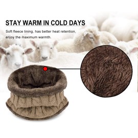 HIDARLING Warm Knitted Hat and Circle Scarf Skiing Hat with Fleece Liner Outdoor Sports Hat Sets for Men & Women (Light Coffee)(Size: M)