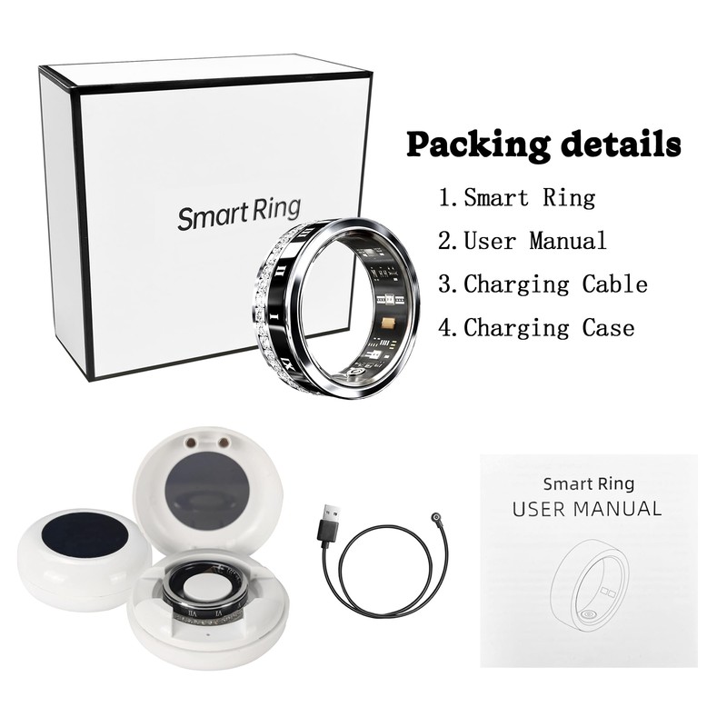 GANSI Smart Ring Fitness Tracker Ring - Health Sleep Heart