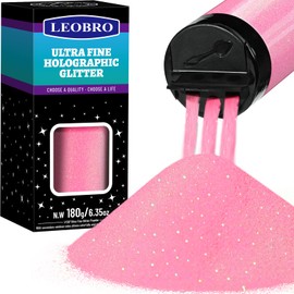 LEOBRO Pink Glitter, Glitter, 180g/6.35oz Fine Glitter, Craft Glitter for Resin, Glitter Flowers, Iridescent Glitter for Crafts, DIY Holiday Party Decor, Nail Body Art, Valentine Decorations