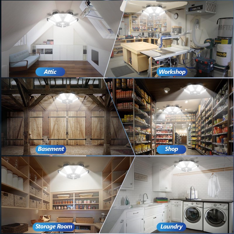 XINGHUANLIT Garage Lights 6 Pack - 200W 20000LM Garage Lights