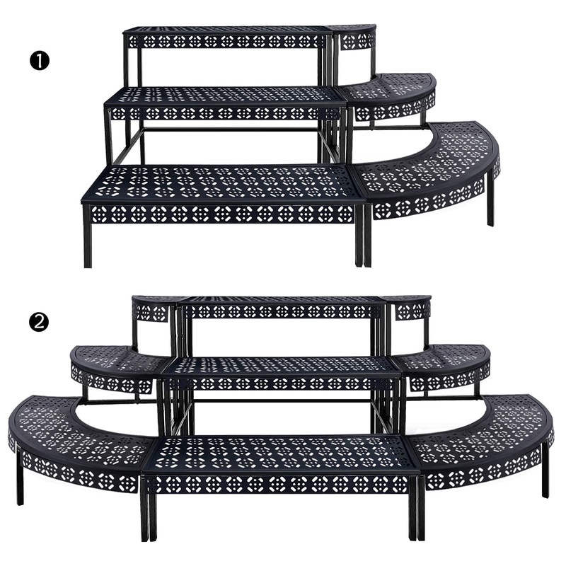 aboxoo 3 Tier Stair Style Large Metal Plant Stand, Garden