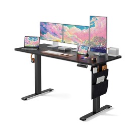 Marsail Electric Adjustable Height Standing Desk with Storage Bag, 55 * 24" Sit Stand Up Desk for Home Office,Computer Gaming Workstation, 4 Memory Height Settings,Cable Manager, and Headphone Hook