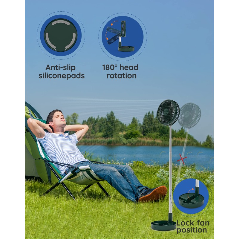 Primevolve Battery Operated Fan,Portable Rechargeable USB Floor Table Desk Fan
