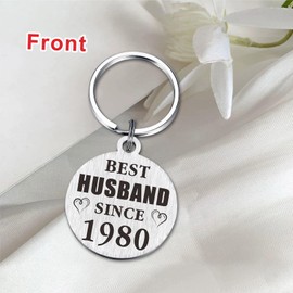 TANWIH 45th Wedding Anniversary Keychain Gifts, Best Husband Since 1980, 45 Year Anniversary Decoration for Him Men