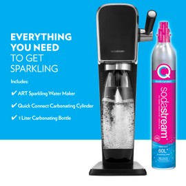 SodaStream Art Sparkling Water Maker (Red) with CO2 and Two Carbonating Bottles