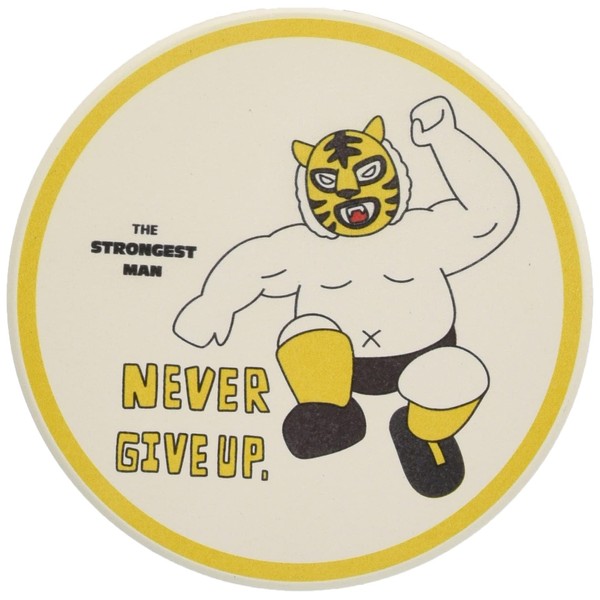 Sunart Funny Tableware, STRONGEST MASK MAN Absorbent Coaster, Never Give