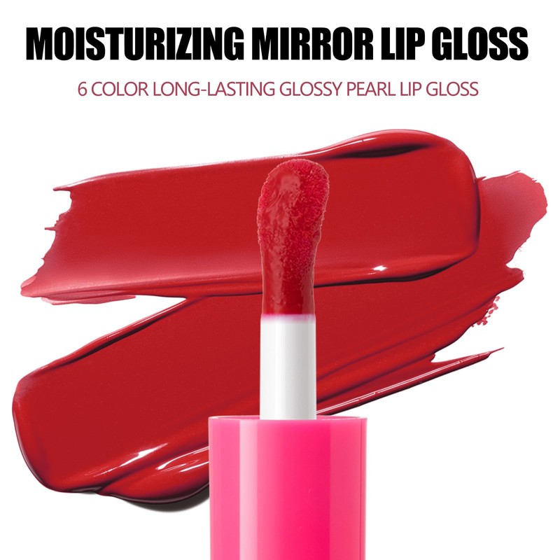 Clubday 6 Colors Moisturizing Lip Gloss with Long-Lasting Wear Waterpoof,
