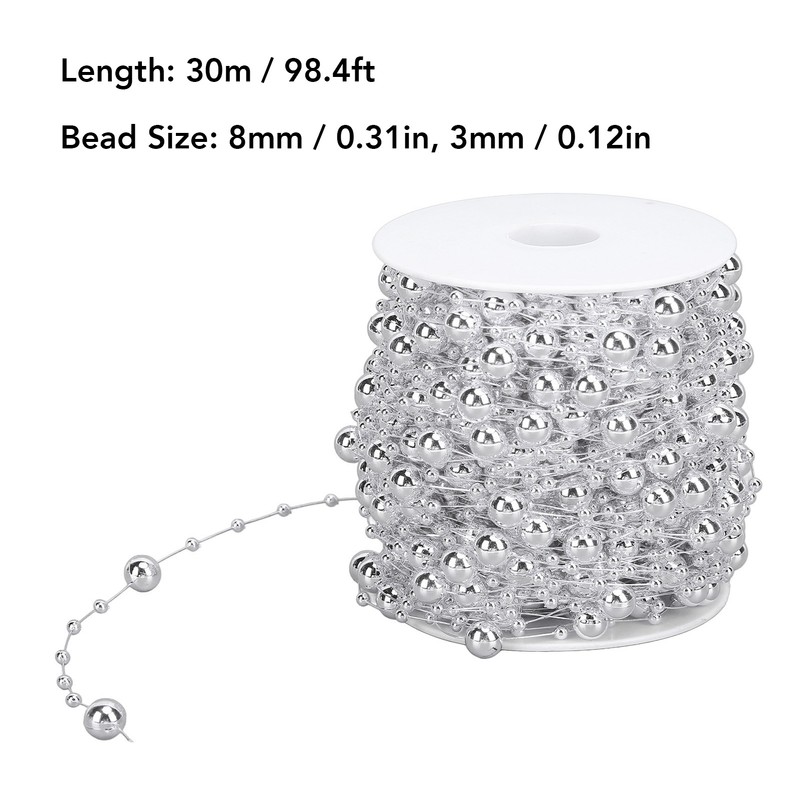 1 Roll Pearl Beads Chain Artificial Pearl Strand Trim String
