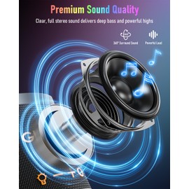 Gladorn Portable Bluetooth Speaker Wireless with 9 Color Lights, 20H Playtime, Stereo Pairing, Deep Bass, IPX6 Waterproof, Bluetooth 5.3, Small Speaker for Home, Party, Outdoor, Camping, Beach, Gift