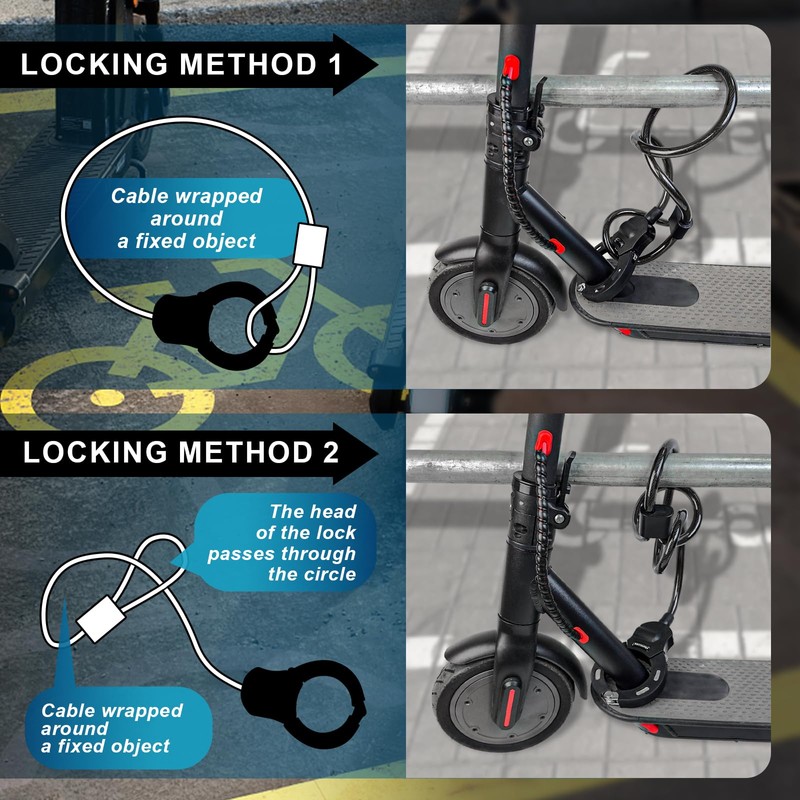 Honszex Electric Scooter Lock, Anti-Theft Cable Lock With Key, 39.37inch