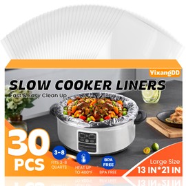 30 Pack Slow Cooker Liners, Large Size 13"x 21" Cooking Bags Disposable Pot Liners, Plastic Slow Cooker Bags Fits 3-8 Quarts, BPA Free, Suitable for Oval & Round Pot