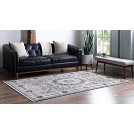 Unique Loom Narenj Collection Area Rug - Adams (5' 1" x 8' Rectangle Blue/Burgundy)