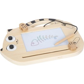 small foot Magnetic Cat Wooden Magic Board Drawing Board with Pen and Stamps, Portable Board for Children Aged 2 Years and Above, 12604