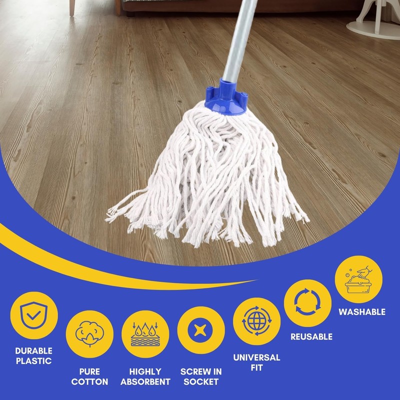 HOMESHOPA 2 Pack Cotton Mop Heads Replacement Refill, Twist Lock