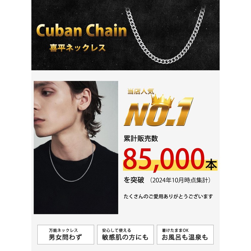 ChainsHouse Kihei Chain Necklace for Men, Silver, Surgical Stainless, Hypoallergenic,
