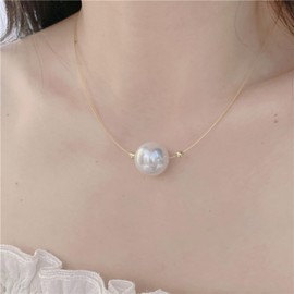 Stocking Stuffers Gifts for Women Dainty Large Pearl Necklaces for Women Vintage Single Pearl Necklace Elegant Pearl Pendant Necklace Jewelry Gift