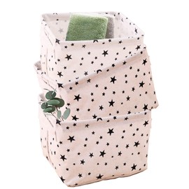 AARainbow 3 Packs Storage Basket Bins Canvas Mini Storage Cubes Storage Basket for Makeup, Toys Liners, Books Storage Baskets with Handles for Shelves & Desks (3 Star)