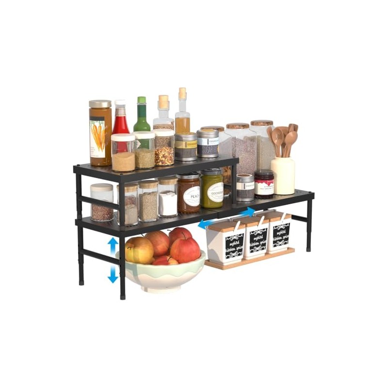 HI NINGER Set of 2 42-72 cm Expandable Cabinet Shelves,