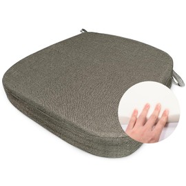 KONROBIN Chair Cushion with Ties for Dining Chairs Memory Foam Thick Kitchen Chair Pad 17" x 16.5" x 1.5",with Machine Washable Cover Seat with Zipper Indoor Chair for Room,Office etc-Brown